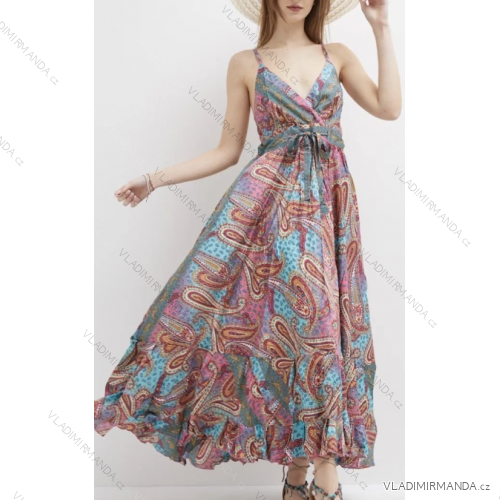 Langes Sommerkleid mit Trägern für Damen (S/M ONE SIZE) ITALIAN FASHION IMPSH23240KG