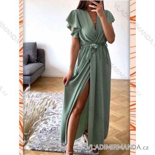 Langes Kurzarmkleid für Damen (S/M EINHEITSGRÖSSE) ITALIAN FASHION IMWA231296