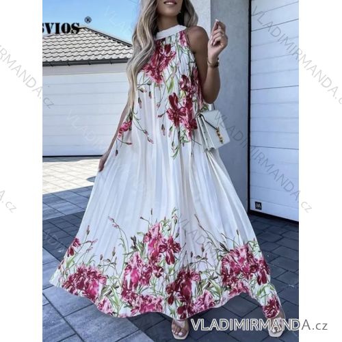 Langes, plissiertes, ärmelloses Sommerkleid für Damen (Einheitsgröße S/M) ITALIAN FASHION IMWA231298