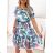 Damen-Sommerkleid aus Chiffon mit kurzen Ärmeln und Gürtel (Einheitsgröße S/M) ITALIAN FASHION IMWGM231307