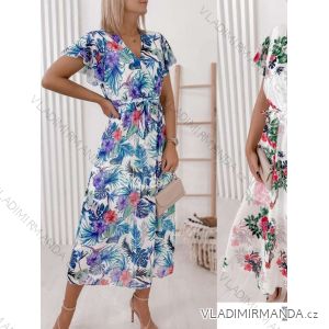 Langes Sommerkleid für Damen aus Chiffon mit kurzen Ärmeln (Einheitsgröße S/M) ITALIAN FASHION IMWGM231308