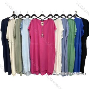 Langes Chiffon-Kurzarmkleid für Damen (S/M ONE SIZE) ITALIAN FASHION IMWGS231048