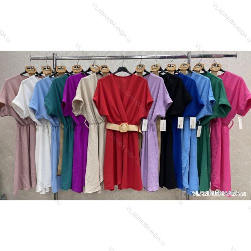 Kurzärmliges Damenkleid mit Gürtel (S/M EINHEITSGRÖSSE) ITALIAN FASHION IMWGK231322