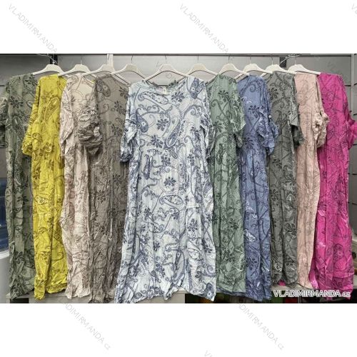 Langes Chiffon-Kurzarmkleid für Damen (S/M ONE SIZE) ITALIAN FASHION IMWGS231048