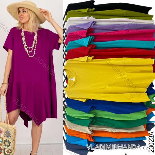 Langes Chiffon-Kurzarmkleid für Damen (S/M ONE SIZE) ITALIAN FASHION IMWGS231048