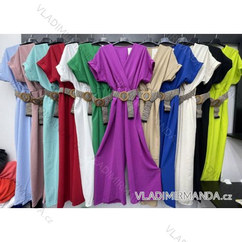 Damen-Jumpsuit mit langem Gürtel und kurzen Ärmeln (Einheitsgröße S/M) ITALIAN FASHION IMWC231353