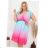 Langes Chiffon-Kurzarmkleid für Damen (S/M ONE SIZE) ITALIAN FASHION IMWGS231048