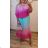 Langes Chiffon-Kurzarmkleid für Damen (S/M ONE SIZE) ITALIAN FASHION IMWGS231048