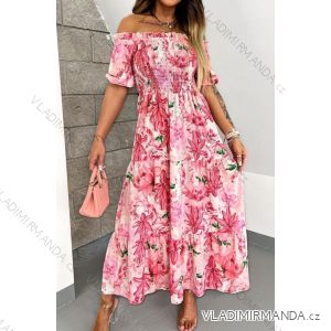 Langes Sommer-Flip-Flops-Carmen-Kurzarmkleid für Damen (S/M EINHEITSGRÖSSE) ITALIAN FASHION IMWCC231371