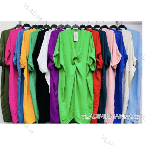 Langes Chiffon-Kurzarmkleid für Damen (S/M ONE SIZE) ITALIAN FASHION IMWGS231048