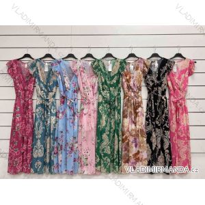 Langes Chiffon-Kurzarmkleid für Damen (S/M ONE SIZE) ITALIAN FASHION IMWGS231048