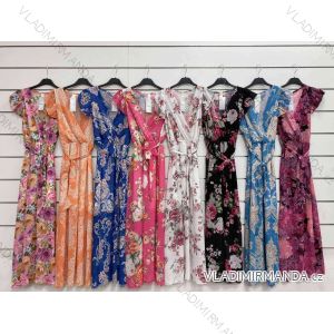 Langes Chiffon-Kurzarmkleid für Damen (S/M ONE SIZE) ITALIAN FASHION IMWGS231048
