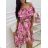 Langes Chiffon-Kurzarmkleid für Damen (S/M ONE SIZE) ITALIAN FASHION IMWGS231048