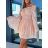 Langes Chiffon-Kurzarmkleid für Damen (S/M ONE SIZE) ITALIAN FASHION IMWGS231048