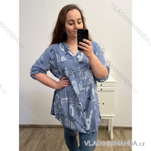 Langärmliges Tunika-Shirt für Damen in Übergröße (3XL/4XL EINHEITSGRÖSSE) ITALIAN FASHION IM423106