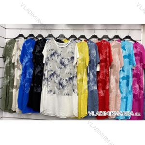 Langes Chiffon-Kurzarmkleid für Damen (S/M ONE SIZE) ITALIAN FASHION IMWGS231048