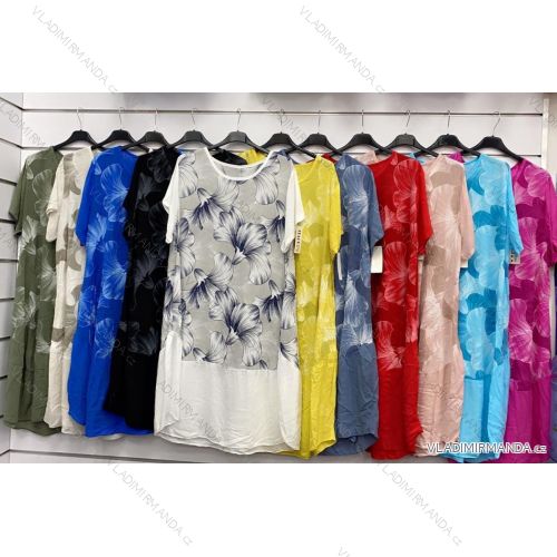 Langes Chiffon-Kurzarmkleid für Damen (S/M ONE SIZE) ITALIAN FASHION IMWGS231048