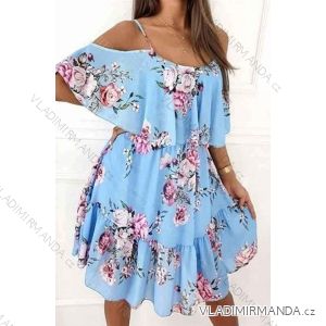 Damen-Sommerkleid aus Chiffon mit kurzen Ärmeln (Einheitsgröße S/M) ITALIAN FASHION IMWC231438