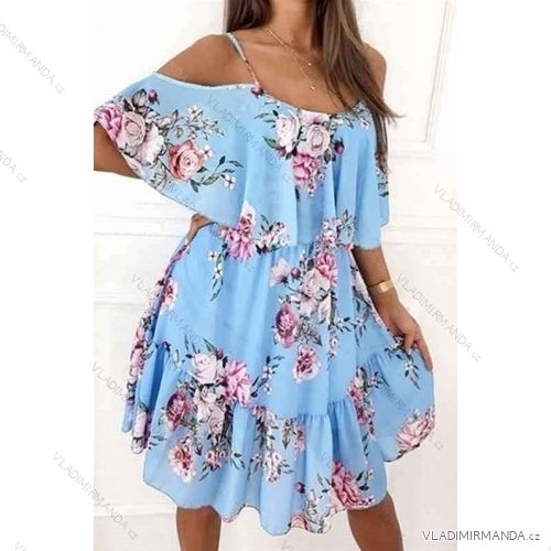 Damen-Sommerkleid aus Chiffon mit kurzen Ärmeln (Einheitsgröße S/M) ITALIAN FASHION IMWC231438