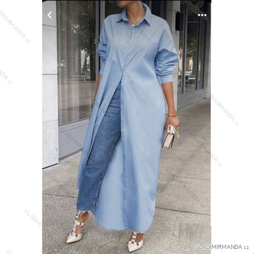 Langes Hemdkleid für Damen mit langen Ärmeln (S/M EINHEITSGRÖSSE) ITALIAN FASHION IMWA231441