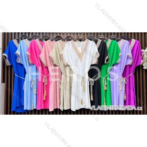 Langes Chiffon-Kurzarmkleid für Damen (S/M ONE SIZE) ITALIAN FASHION IMWGM23456