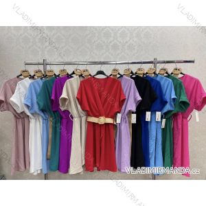Elegantes Damenkleid mit Gürtel und kurzen Ärmeln (S/M EINHEITSGRÖSSE) ITALIAN FASHION IMWKK231494