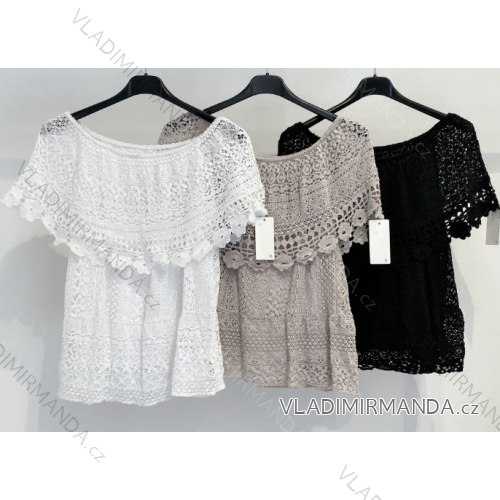 Langes Chiffon-Kurzarmkleid für Damen (S/M ONE SIZE) ITALIAN FASHION IMWGS231048