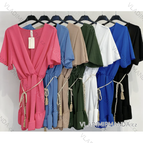Langes Chiffon-Kurzarmkleid für Damen (S/M ONE SIZE) ITALIAN FASHION IMWGS231048