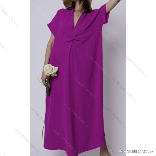 Langes Chiffon-Kurzarmkleid für Damen (S/M ONE SIZE) ITALIAN FASHION IMWGS231048