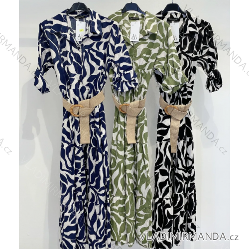 Langes Chiffon-Kurzarmkleid für Damen (S/M ONE SIZE) ITALIAN FASHION IMWGS231048