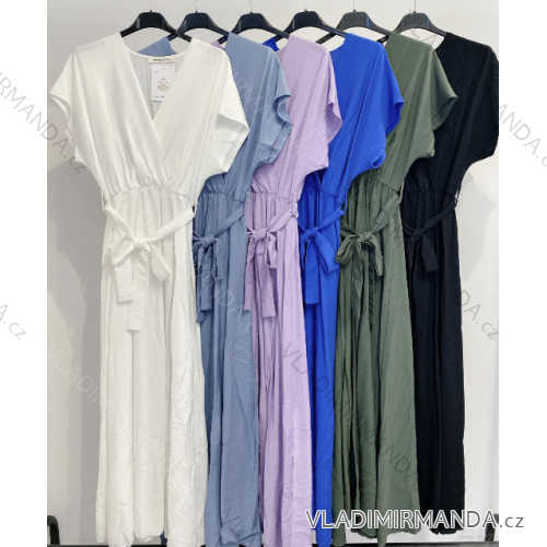 Langes Chiffon-Kurzarmkleid für Damen (S/M ONE SIZE) ITALIAN FASHION IMWGS231048