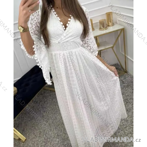 Langes Chiffon-Kurzarmkleid für Damen (S/M ONE SIZE) ITALIAN FASHION IMWGS231048