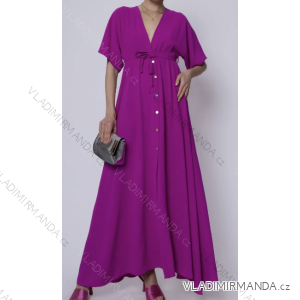 Langes Chiffon-Kurzarmkleid für Damen (S/M ONE SIZE) ITALIAN FASHION IMWGS231048