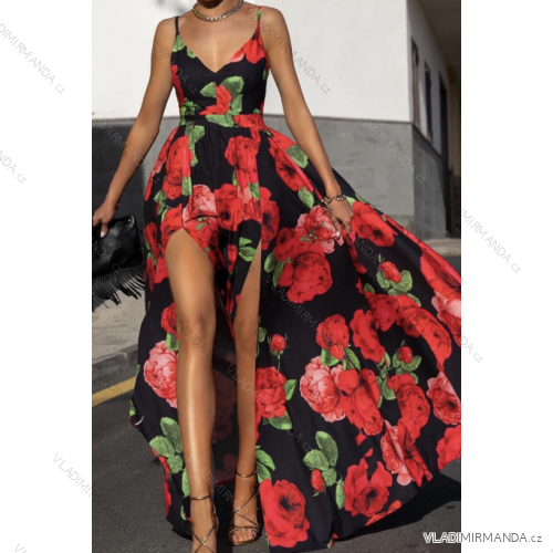Langes Chiffon-Kurzarmkleid für Damen (S/M ONE SIZE) ITALIAN FASHION IMWGS231048