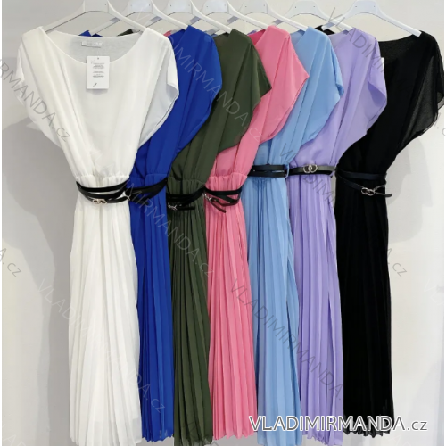 Langes Chiffon-Kurzarmkleid für Damen (S/M ONE SIZE) ITALIAN FASHION IMWGS231048