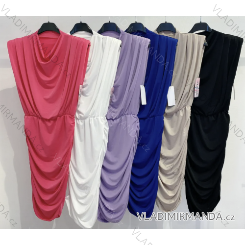 Langes Chiffon-Kurzarmkleid für Damen (S/M ONE SIZE) ITALIAN FASHION IMWGS231048