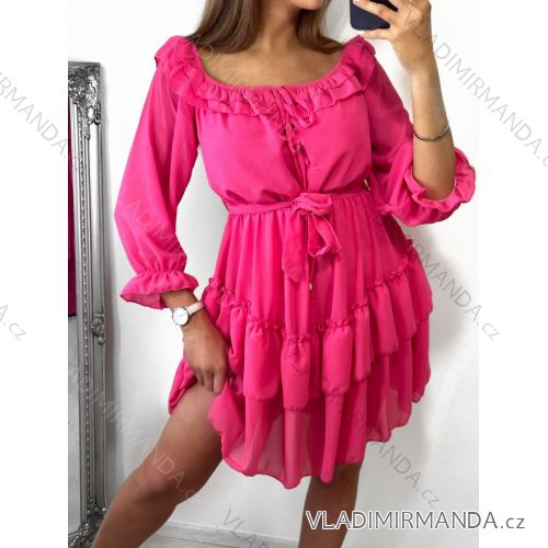 Damen 3/4 Langarm Sommerkleid (S/M ONE SIZE) ITALIAN FASHION IMW230931