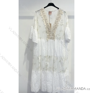 Langes Chiffon-Kurzarmkleid für Damen (S/M ONE SIZE) ITALIAN FASHION IMWGS231048