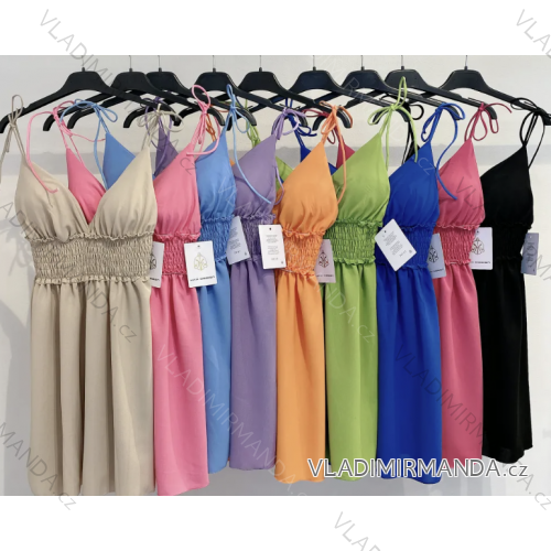 Langes Chiffon-Kurzarmkleid für Damen (S/M ONE SIZE) ITALIAN FASHION IMWGS231048