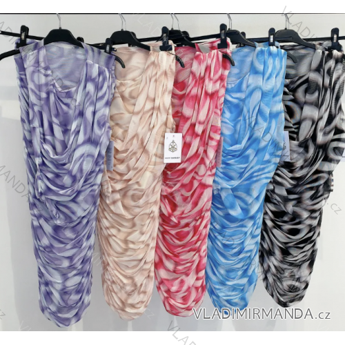 Langes Chiffon-Kurzarmkleid für Damen (S/M ONE SIZE) ITALIAN FASHION IMWGS231048