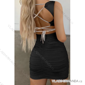 Langes Chiffon-Kurzarmkleid für Damen (S/M ONE SIZE) ITALIAN FASHION IMWGS231048