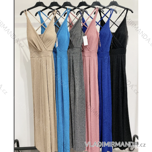 Langes Chiffon-Kurzarmkleid für Damen (S/M ONE SIZE) ITALIAN FASHION IMWGS231048