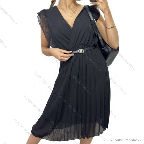 Kurzärmliges Hemdkleid für Damen (S / M ONE SIZE) ITALIAN FASHION IM422633 S/M schwarz