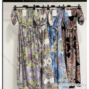 Langes Chiffon-Kurzarmkleid für Damen (S/M ONE SIZE) ITALIAN FASHION IMWGS231048