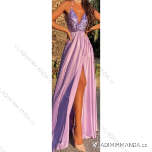 Langes Chiffon-Kurzarmkleid für Damen (S/M ONE SIZE) ITALIAN FASHION IMWGS231048