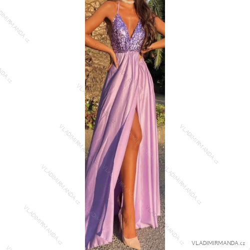 Langes Chiffon-Kurzarmkleid für Damen (S/M ONE SIZE) ITALIAN FASHION IMWGS231048