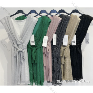 Langes Chiffon-Kurzarmkleid für Damen (S/M ONE SIZE) ITALIAN FASHION IMWGS231048