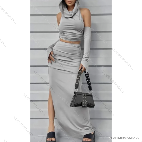 Langes Chiffon-Kurzarmkleid für Damen (S/M ONE SIZE) ITALIAN FASHION IMWGS231048