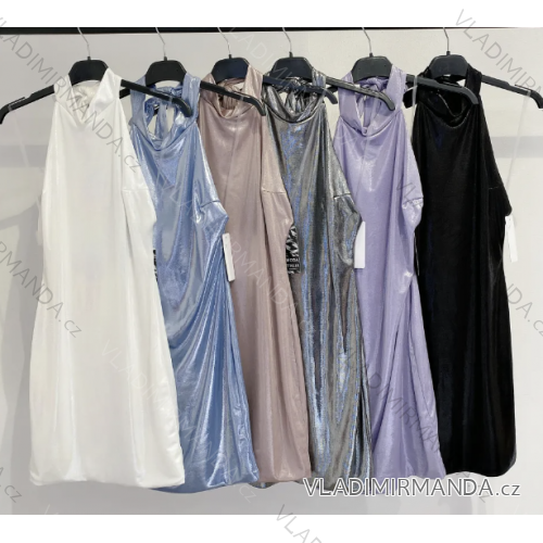 Langes Chiffon-Kurzarmkleid für Damen (S/M ONE SIZE) ITALIAN FASHION IMWGS231048