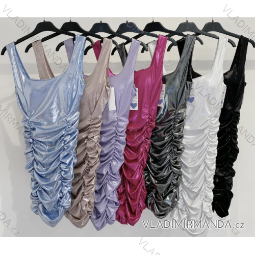 Langes Chiffon-Kurzarmkleid für Damen (S/M ONE SIZE) ITALIAN FASHION IMWGS231048